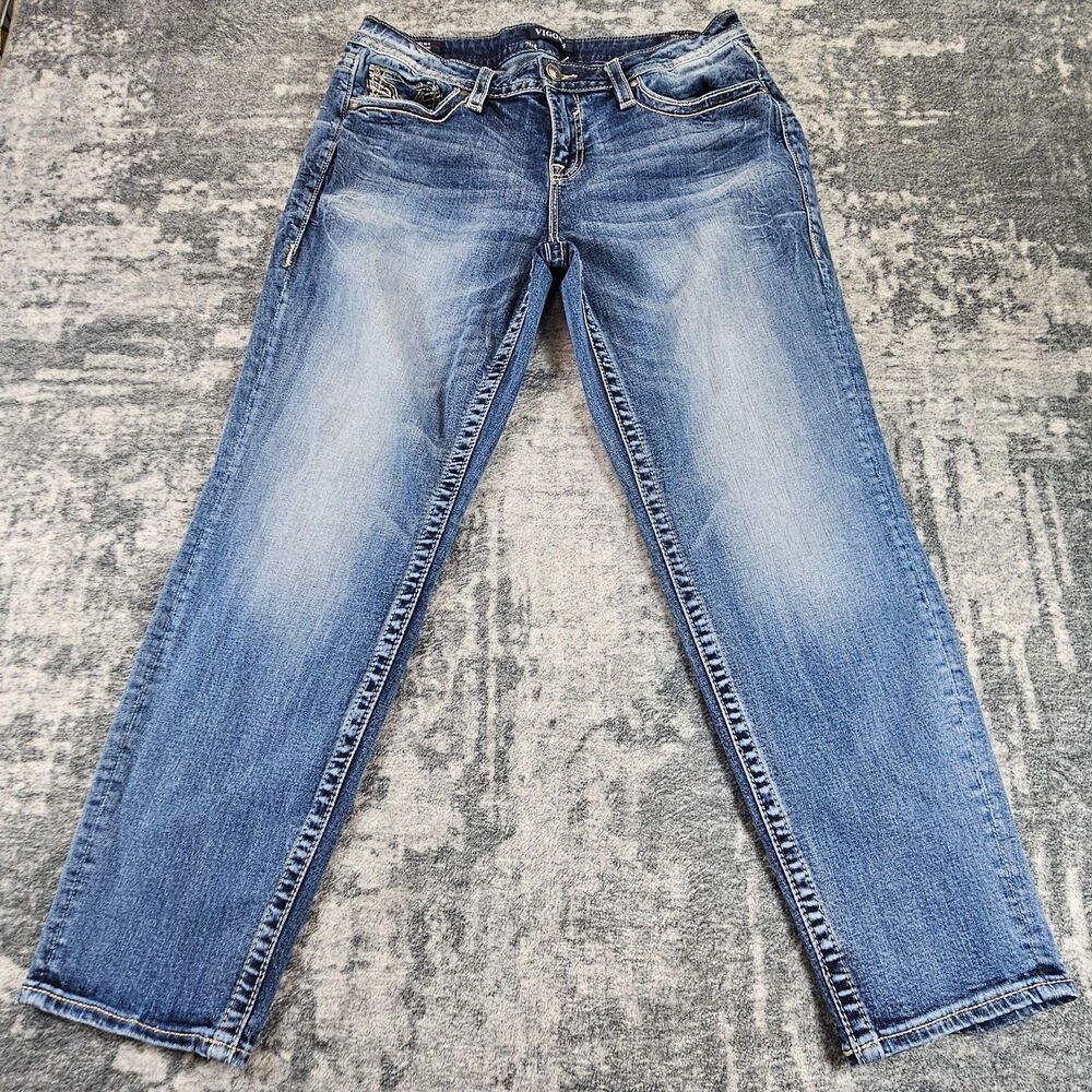 Vigoss Jeans Womens 11/12  27 Chelsea Boyfriend Heritage Fit Pockets Whiskers